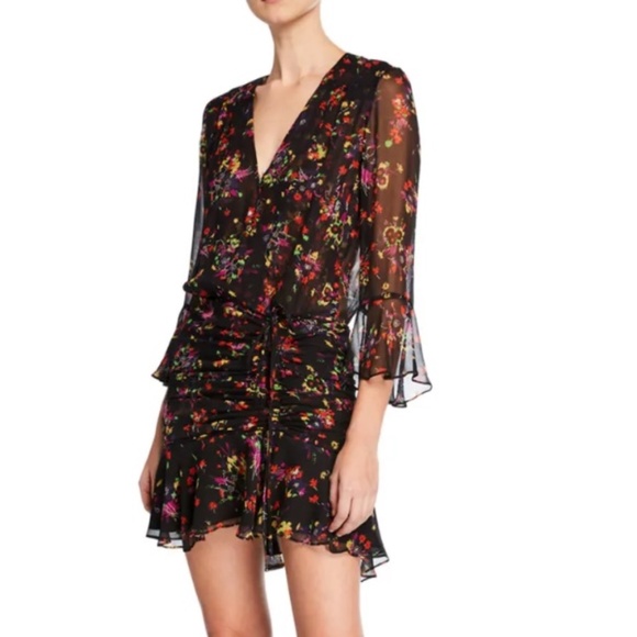 Veronica Beard Black Floral Mini Dress - Picture 1 of 4